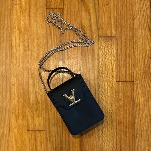 Black Crossbody Bag with Silver Chain